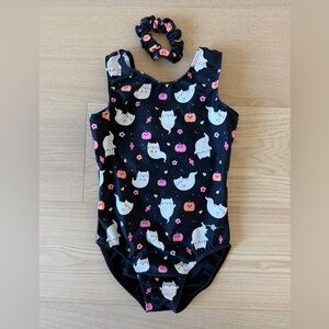 Destira Black Halloween Print Gymnastics Leotard CM